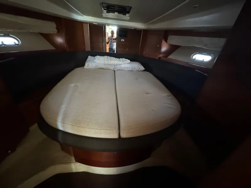 Slide: The Image of Luxurious cabin interior of 2012 Prestige 440 S yacht with cozy bed. - 36