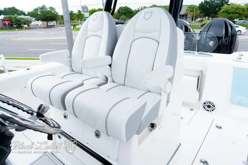 Slide: The Image of 2025 Sea Fox 288 Commander Center Console with luxurious seating and modern design. - 17