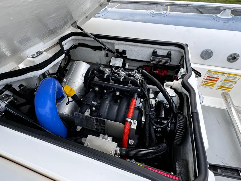 Slide: The Image of 2019 Williams Jet Tenders Sportjet 395 engine compartment, showcasing detailed mechanical components. - 15