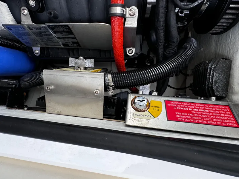 Slide: The Image of Close-up of 2019 Williams Jet Tenders Sportjet 395 engine components and wiring. - 18