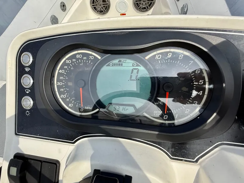 Slide: The Image of Dashboard of a 2019 Williams Jet Tenders Sportjet 395, showing speedometer and tachometer. - 29