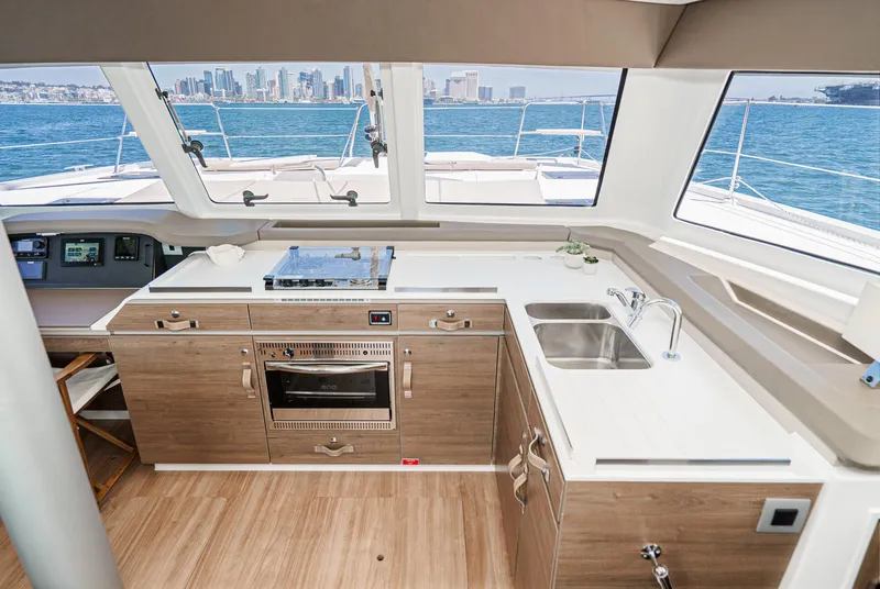 Slide: The Image of Modern kitchen in 2025 Bali CATSPACE yacht with ocean view. - 44