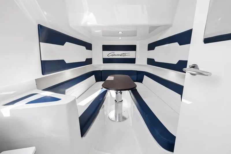 Slide: The Image of Luxurious interior of 2023 Cigarette 42 Auroris boat with sleek seating and table. - 31