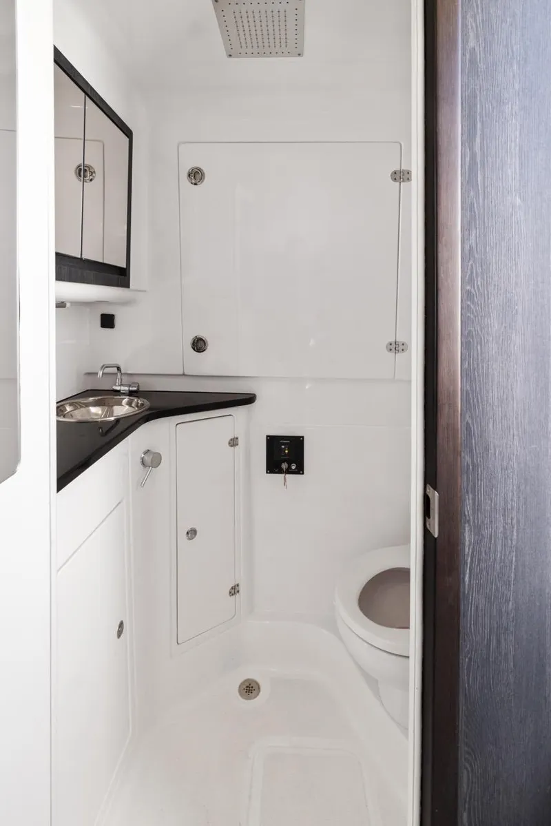 Slide: The Image of Luxurious bathroom in 2023 Cigarette 42 Auroris boat, featuring sleek design and modern fixtures. - 32