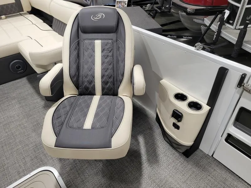 Slide: The Image of 2024 Barletta LEGGERA R26UCA boat seat with cup holders and armrests. - 11