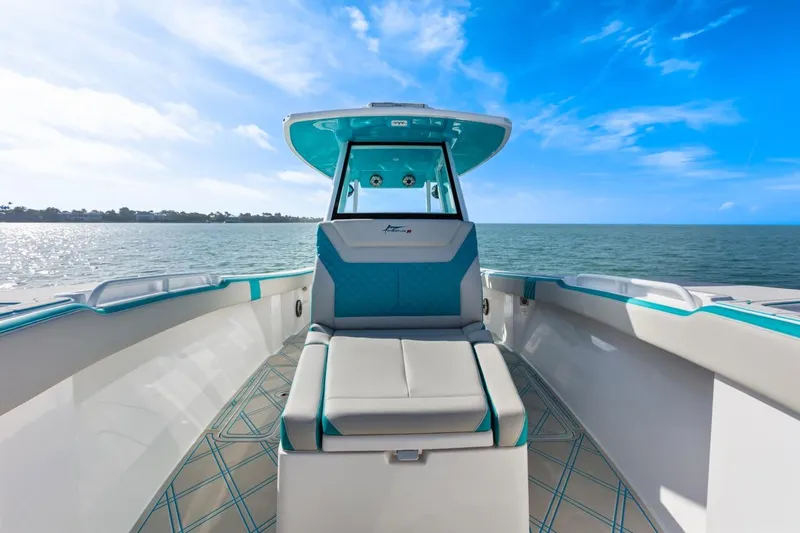 Slide: The Image of 2025 Streamline 35 CC boat interior with ocean view and blue sky. - 26