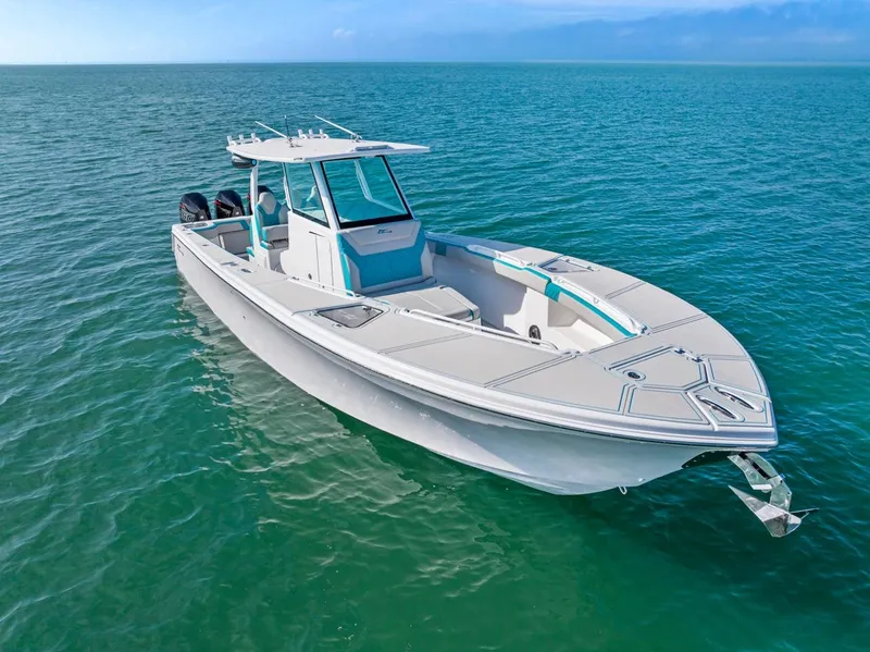 Slide: The Image of 2025 Streamline 35 CC boat on calm ocean waters. - 6