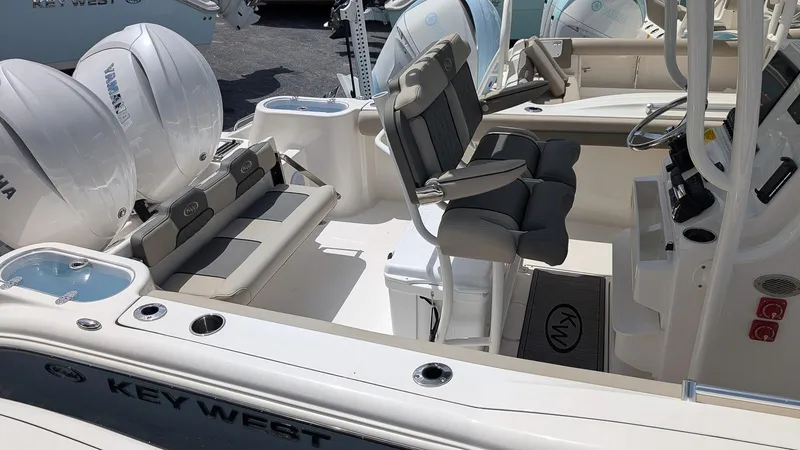 Slide: The Image of 2025 Key West 244 Center Console boat interior with Yamaha engines. - 6