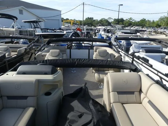 Slide: The Image of 2025 Godfrey Pontoons Sweetwater 2286 SB, luxury pontoon boat in marina. - 8