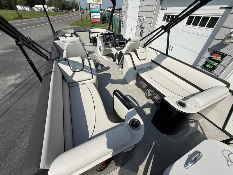 Slide: The Image of 2025 Avalon 2385 Catalina Quad Lounger, Tri Toon High Performance boat interior with luxurious seating. - 16
