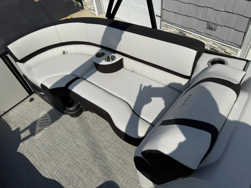 Slide: The Image of 2025 Avalon 2385 Catalina Quad Lounger with sleek seating and dual cup holders. - 24