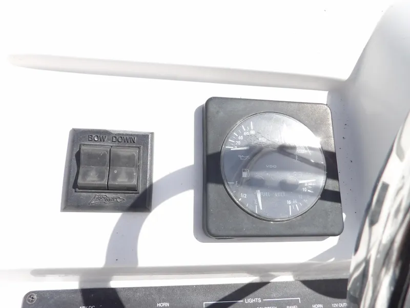 Slide: The Image of Close-up of 1999 Mainship 350 Trawler dashboard controls and gauge. - 20