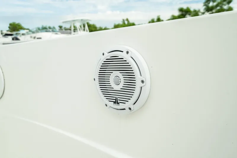 Slide: The Image of Close-up of a speaker on a 2023 Edgewater 188CC boat. - 33