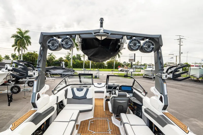 Slide: The Image of 2022 Nautique Super Air Nautique G23 interior with sleek design and advanced audio system. - 35