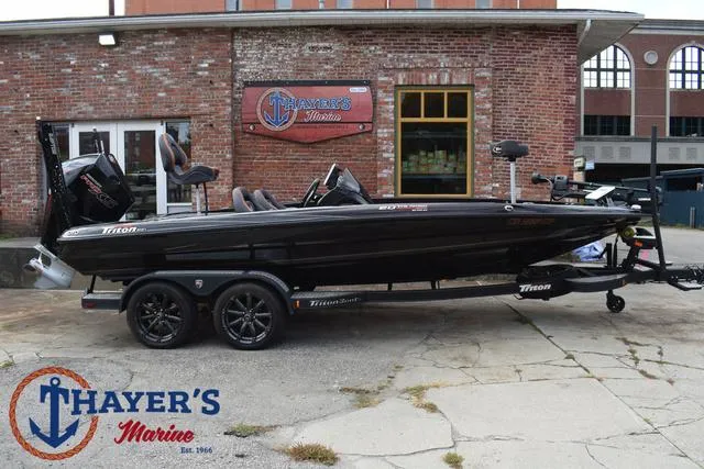 Slide: The Image of 2020 Triton 20 TRX Patriot boat at Thayer's Marine dealership. - 3