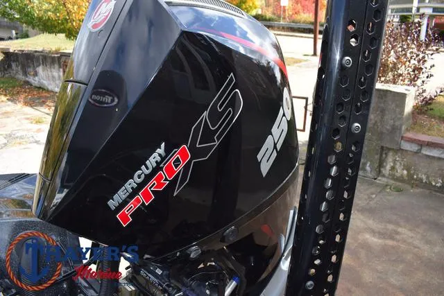 Slide: The Image of 2020 Triton 20 TRX Patriot with Mercury Pro XS 250 engine, outdoor setting. - 41