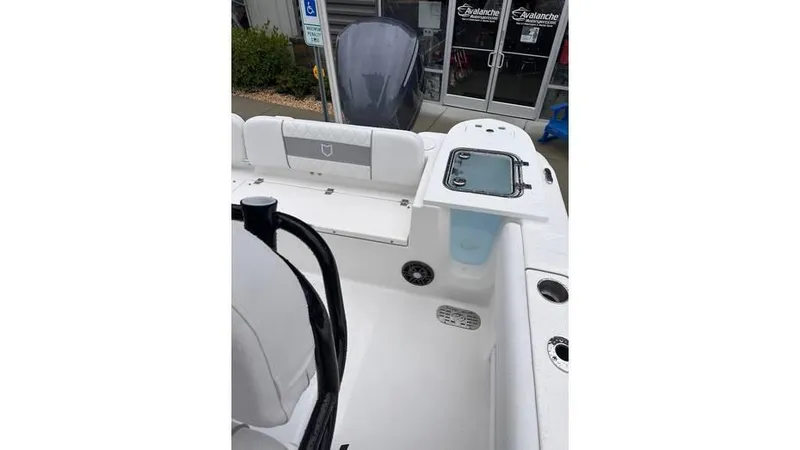 Slide: The Image of 2025 Sea Fox 248 Commander boat interior with seating and storage compartments. - 7