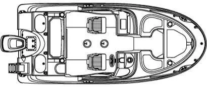 Slide: The Image of 2004 Boston Whaler Ventura 180 boat layout diagram, top view. - 34