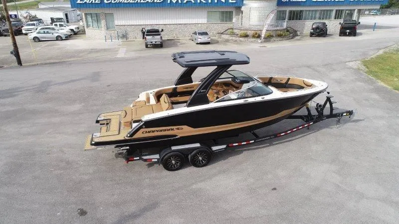 Slide: The Image of 2025 Chaparral 287 SSX boat on trailer at Lake Cumberland Marine. - 15