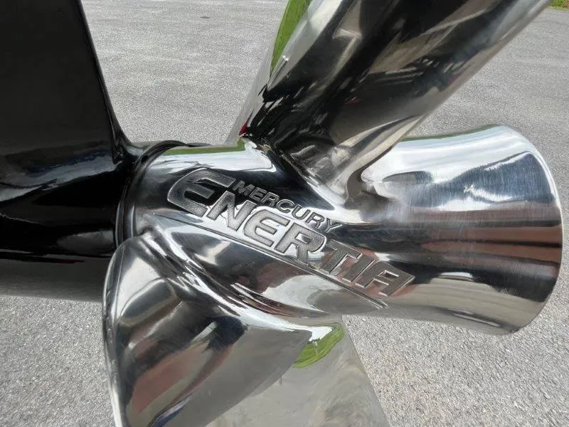 Slide: The Image of Close-up of Mercury Enertia propeller on 2023 Crest Classic Fish 220 SF boat. - 14