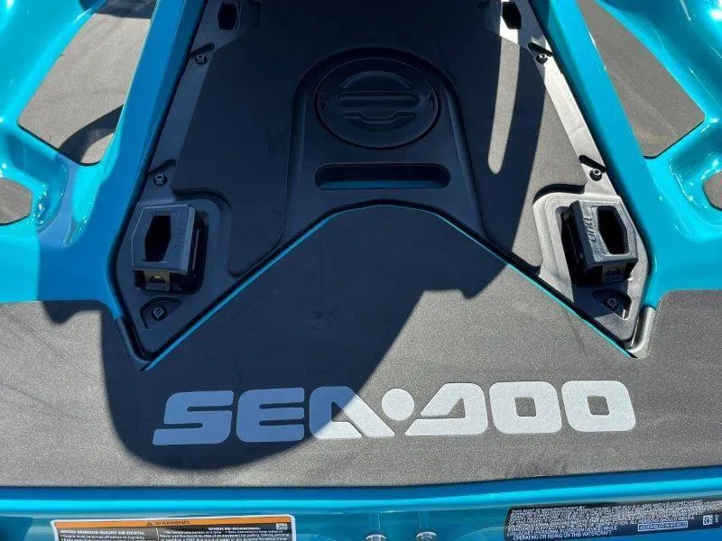 Slide: The Image of 2024 Sea-Doo GTI SE 130 IBR deck, featuring logo and teal accents. - 17