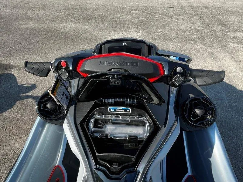 Slide: The Image of 2024 Sea-Doo RXT-X 325 dashboard, Ice Metal/Manta Green, detailed view. - 30