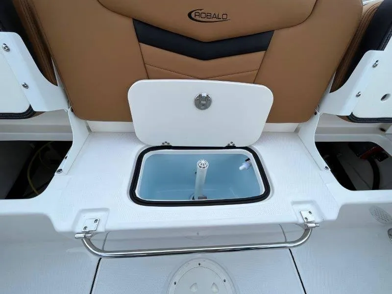Slide: The Image of 2024 Robalo R207 boat seat with built-in storage compartment. - 47