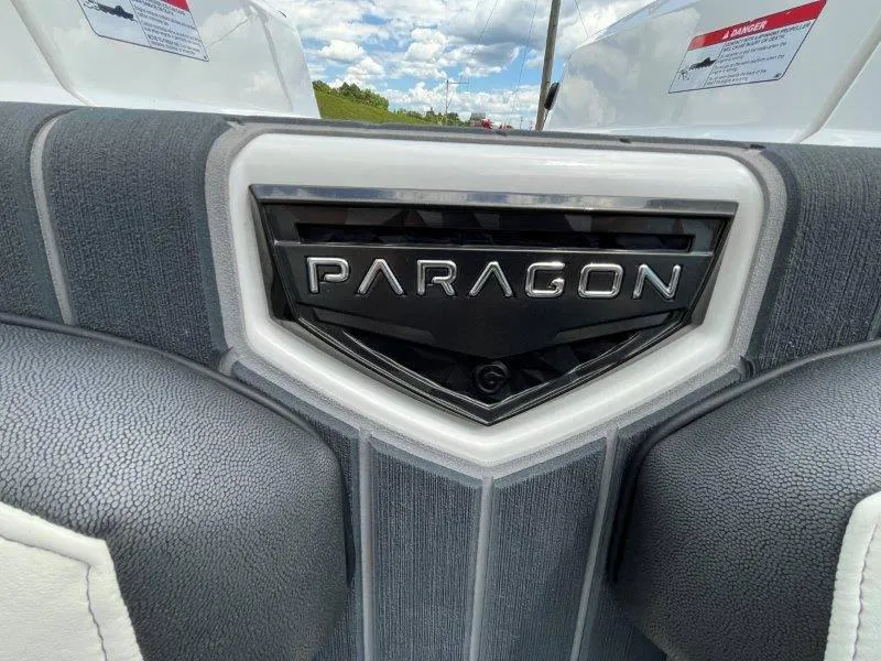Slide: The Image of 2020 Nautique Paragon P25 boat interior with Paragon logo detail. - 40