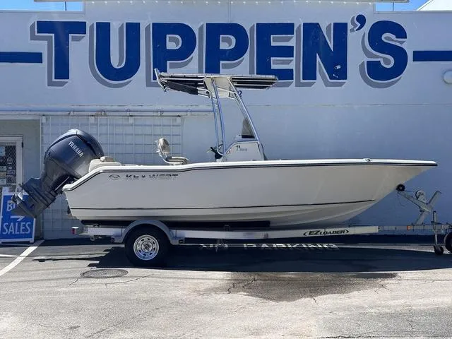 Slide: The Image of 2024 Key West 203 FS boat on trailer at Tuppen's store. - 1
