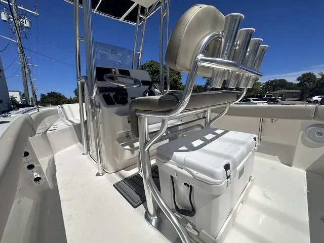 Slide: The Image of 2024 Key West 203 FS boat interior with seating and storage. - 5