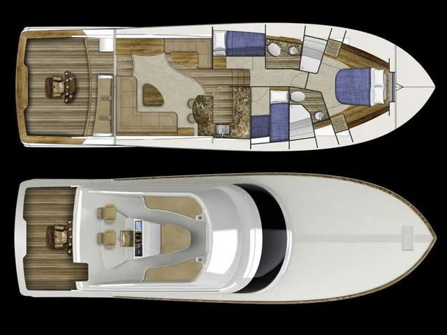 Slide: The Image of 2025 Albemarle 53 Spencer Edition yacht floor plan, showcasing luxurious interior and deck layout. - 6