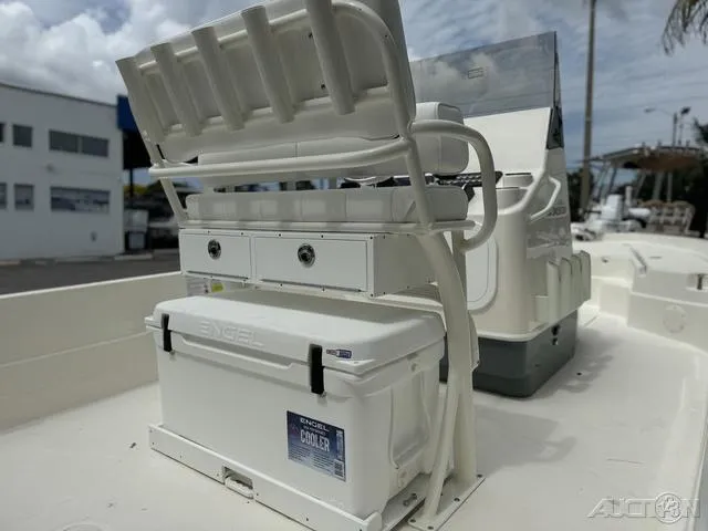 Slide: The Image of 2025 Skeeter SX230 boat interior with Engel cooler and seating. - 18