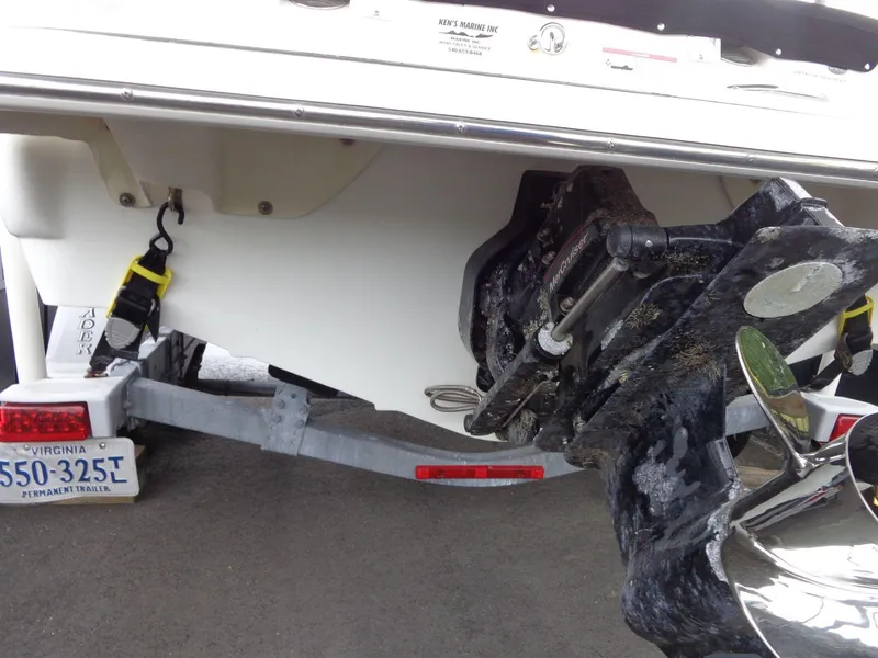 Slide: The Image of 2009 Glastron GT 185 boat on trailer, rear view with Virginia license plate. - 29