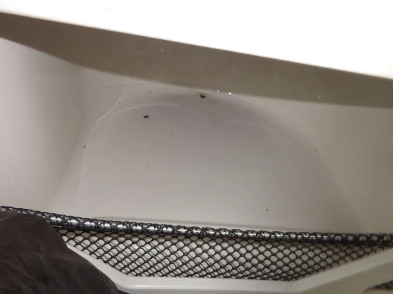 Slide: The Image of Storage compartment of a 2009 Glastron GT 185 boat with netting. - 48