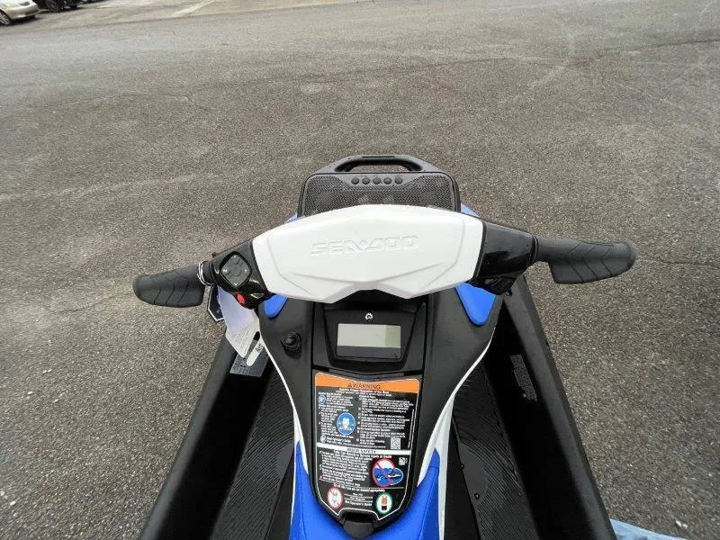 Slide: The Image of 2024 Sea-Doo Spark for 3 Rotax 900 ACE-90 with iBR and Audio, top view of handlebars. - 12