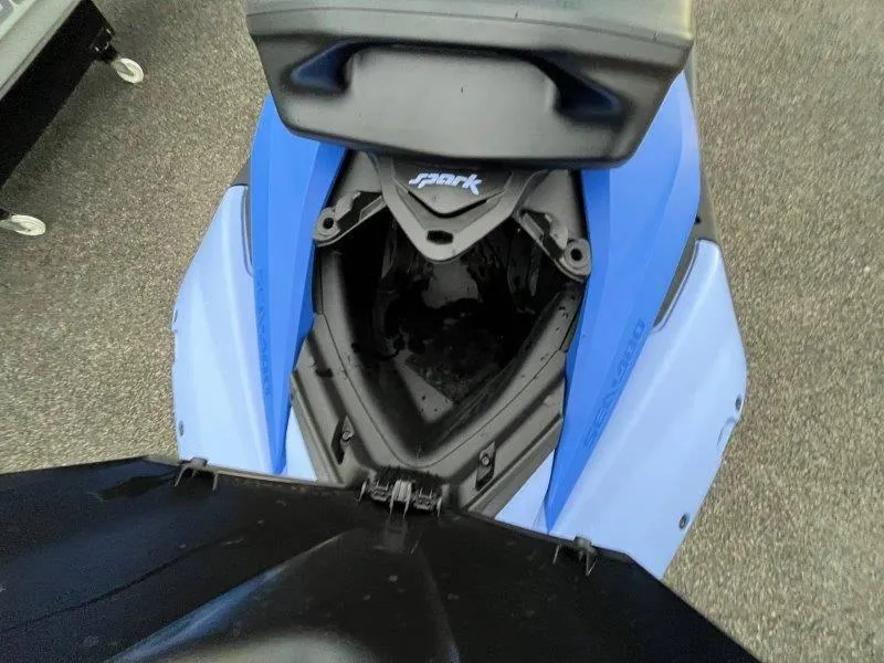 Slide: The Image of 2024 Sea-Doo Spark Rotax 900 ACE-90, blue, open storage compartment, top view. - 15