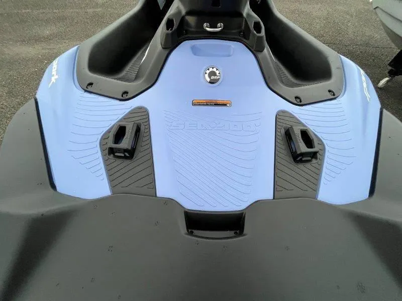 Slide: The Image of 2024 Sea-Doo Spark Rotax 900 ACE-90, blue and black design, with iBR and audio system. - 21