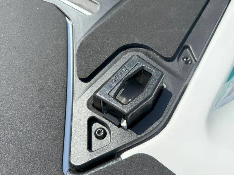 Slide: The Image of 2024 Sea-Doo GTI 130 close-up of deck detail and attachment point. - 12