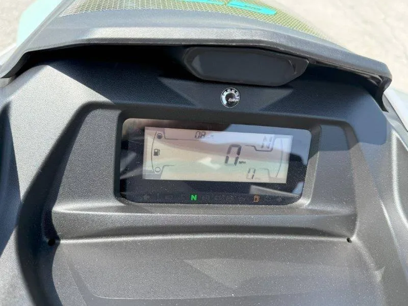 Slide: The Image of 2024 Sea-Doo GTI 130 dashboard display showing speedometer and indicators. - 25