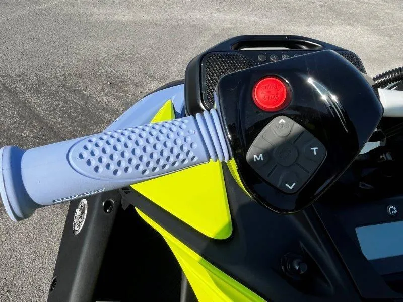 Slide: The Image of Close-up of 2024 Sea-Doo Spark Trixx handlebar controls with start/stop button. - 19