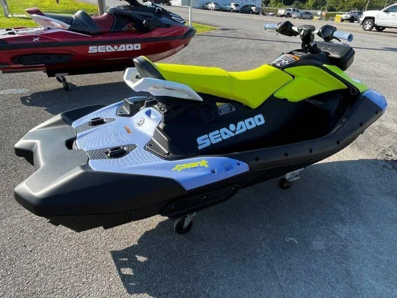 Slide: The Image of 2024 Sea-Doo Spark Trixx jet ski with vibrant yellow seat and sleek design. - 20