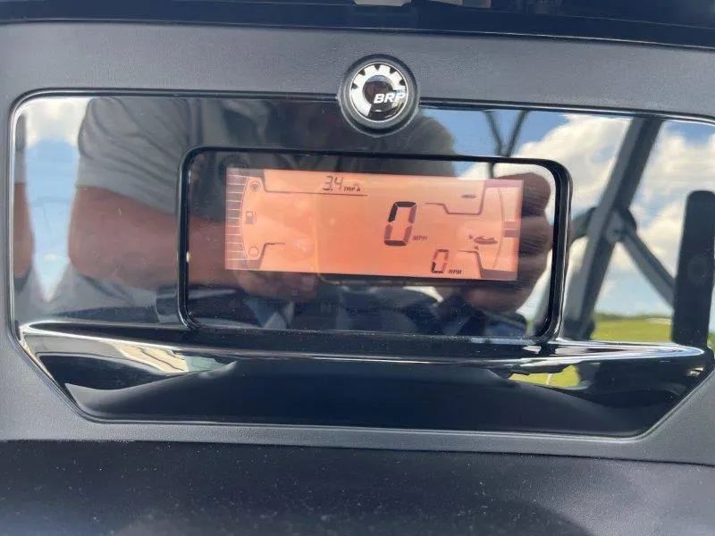 Slide: The Image of Dashboard display of 2024 Sea-Doo Switch Cruise 21' 230HP, showing speed and RPM. - 17