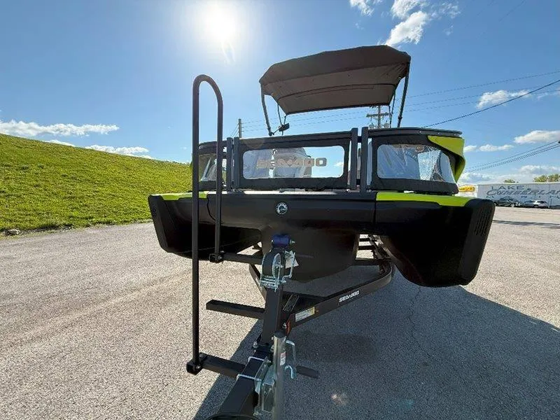 Slide: The Image of 2024 Sea-Doo SWITCH SPORT 18' 230HP boat on trailer under sunny sky. - 40