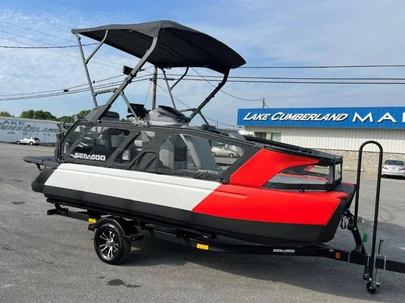 Slide: The Image of 2024 Sea-Doo SWITCH SPORT 18' 230HP on trailer at Lake Cumberland Marina. - 14