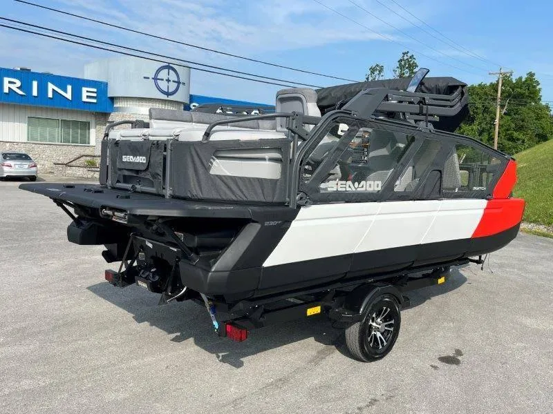 Slide: The Image of 2024 Sea-Doo SWITCH SPORT 18' 230HP boat on trailer, parked outdoors. - 39