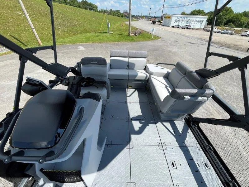 Slide: The Image of 2024 Sea-Doo Switch Cruise 18' 230hp interior with spacious seating and modern design. - 34