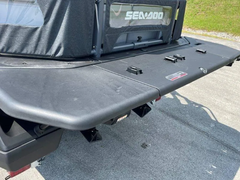 Slide: The Image of 2024 Sea-Doo Switch Cruise 18' 230hp rear deck view, showcasing sleek design. - 44