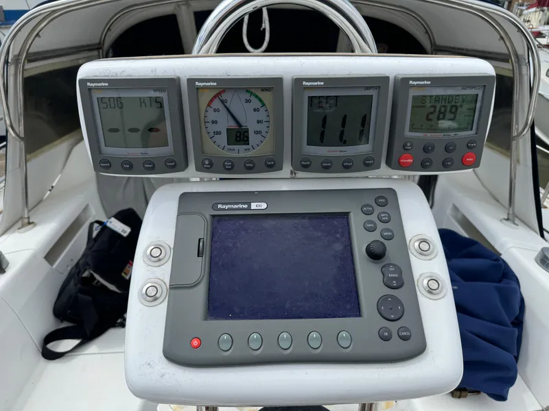 Slide: The Image of Cockpit navigation instruments on a 2005 Catalina 34 Mk II sailboat. - 25