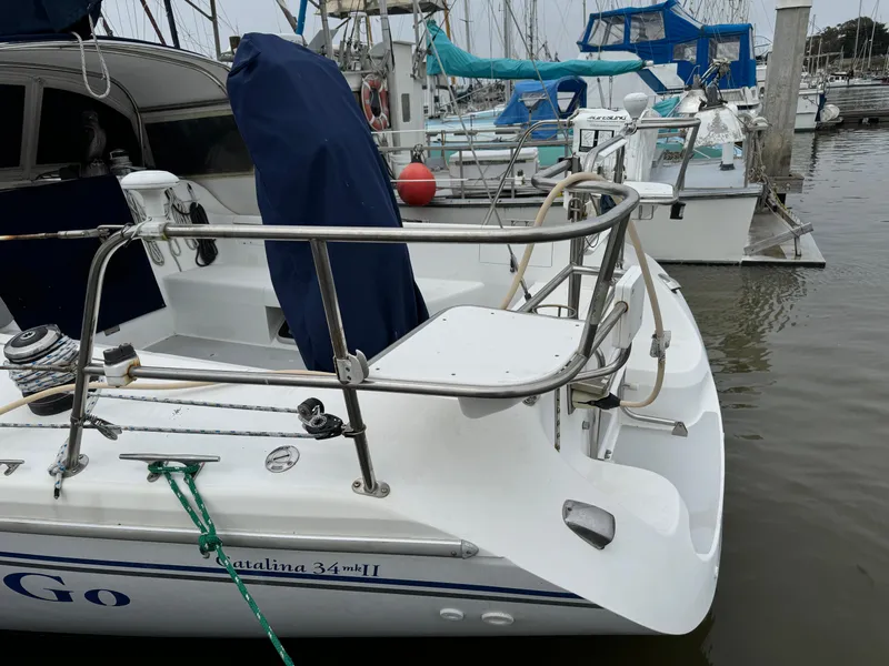 Slide: The Image of Catalina 34 Mk II sailboat, 2005 model, docked in a marina. - 6