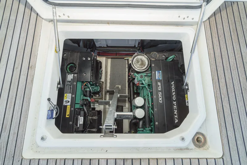Slide: The Image of Engine compartment of a 2015 Prestige 420 yacht with Volvo Penta IPS 500 engines. - 33